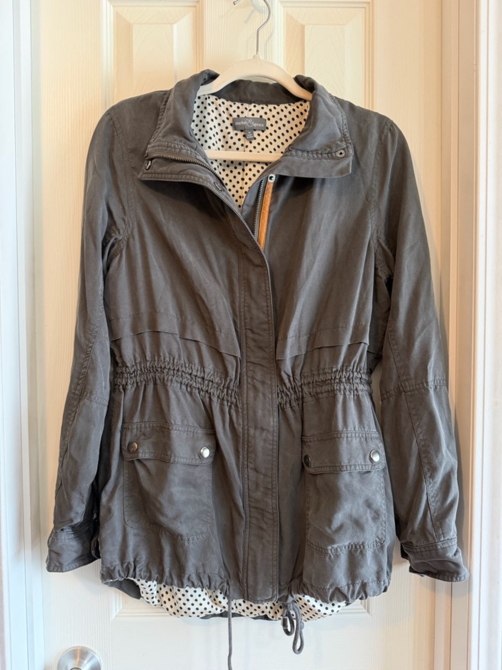 Market & Spruce Women's Gray Bomber Anorak Jacket